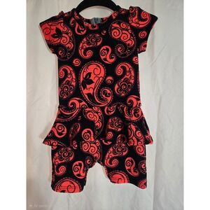 DotDotSmile 12/24m Romper Dress Black Red Paisley Ruffle Toddler Girl Outfit